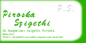 piroska szigethi business card